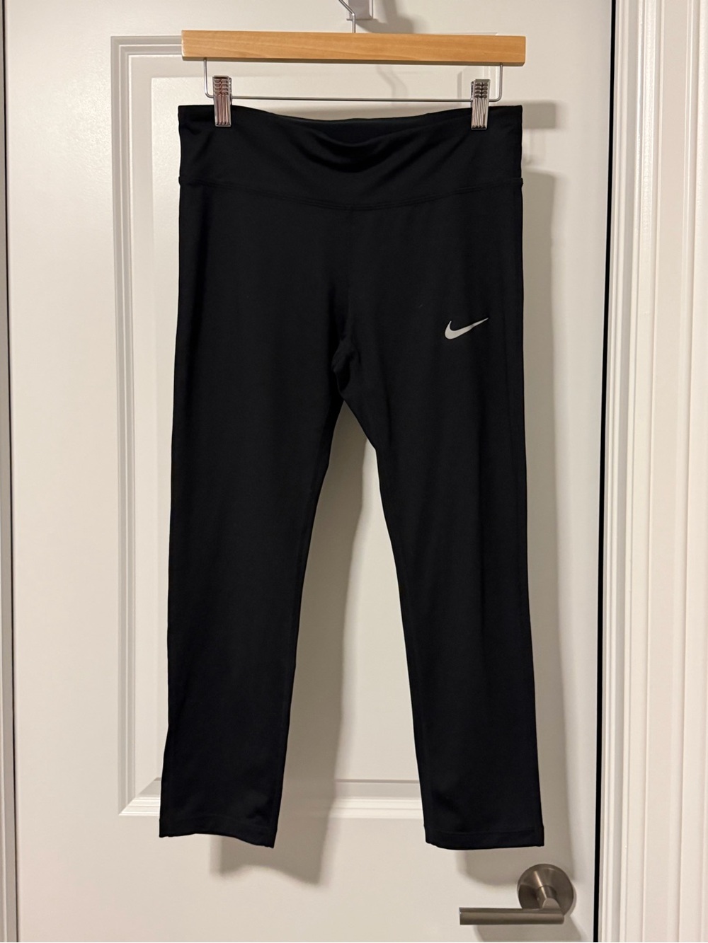 Nike Black Performance Dry Fit Leggings with Silver Swoosh
